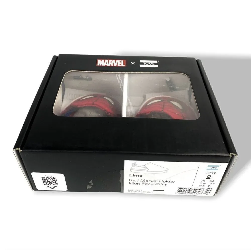 Toms x Marvel Spiderman Face Print Tiny Lima Toddlers Slip On size 2T